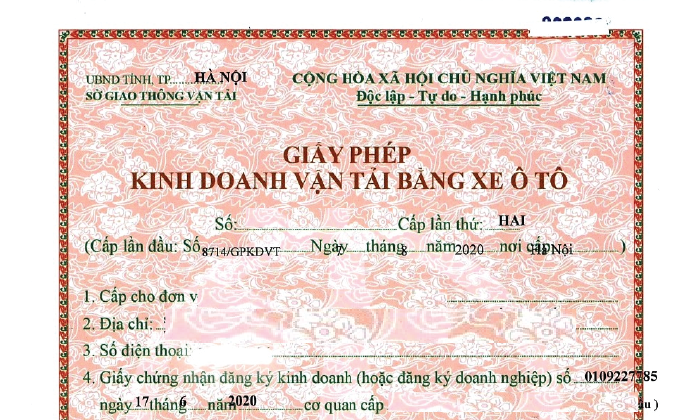 Thủ tục cấp giấy phép kinh doanh vận tải bằng xe ô tô