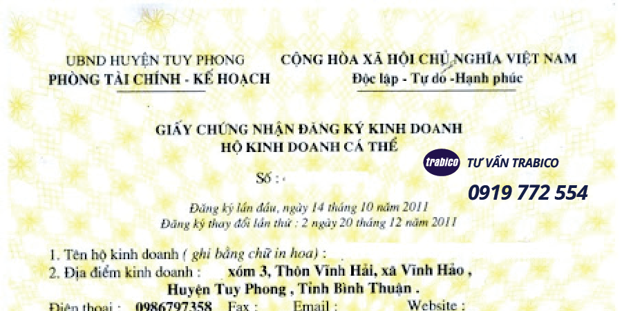 Thành lập đăng ký hộ kinh doanh cá thể