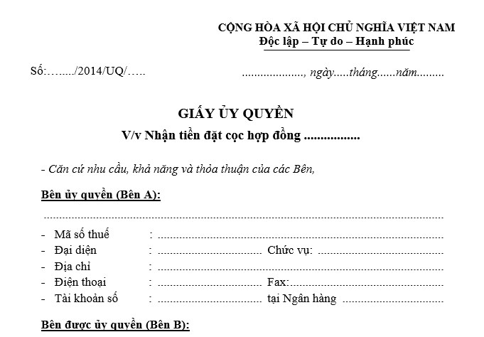 Mẫu giấy ủy quyền