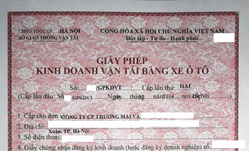 cấp giấy phép kinh doanh vận tải cho cá nhân