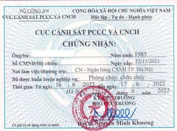 thẻ tập huấn nghiệp vụ phòng cháy chữa cháy