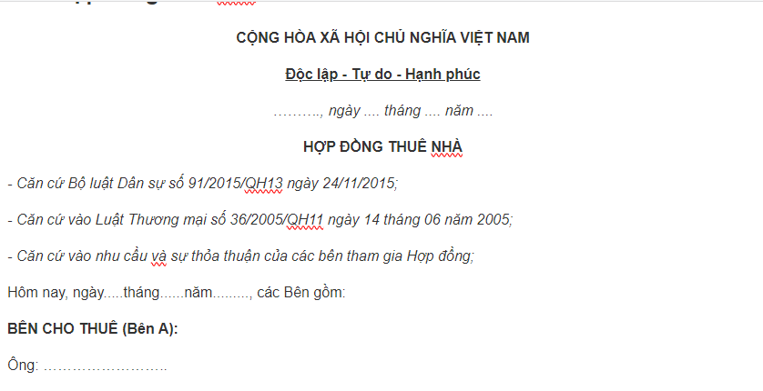 Hợp đồng thuê nhà