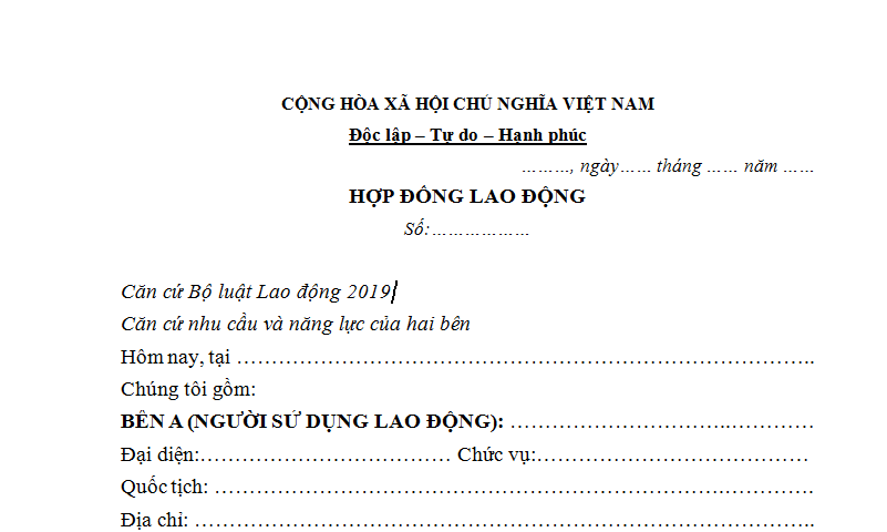 Mẫu hợp đồng lao động