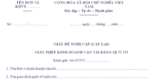 Mẫu đơn xin cấp giấy phép kinh doanh vận tải